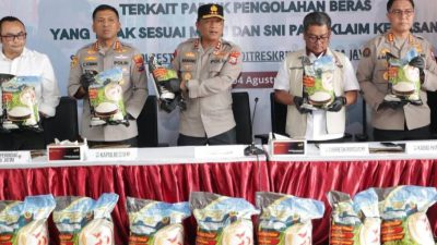 Polda Jatim Bongkar Pengoplosan Beras di Sidoarjo